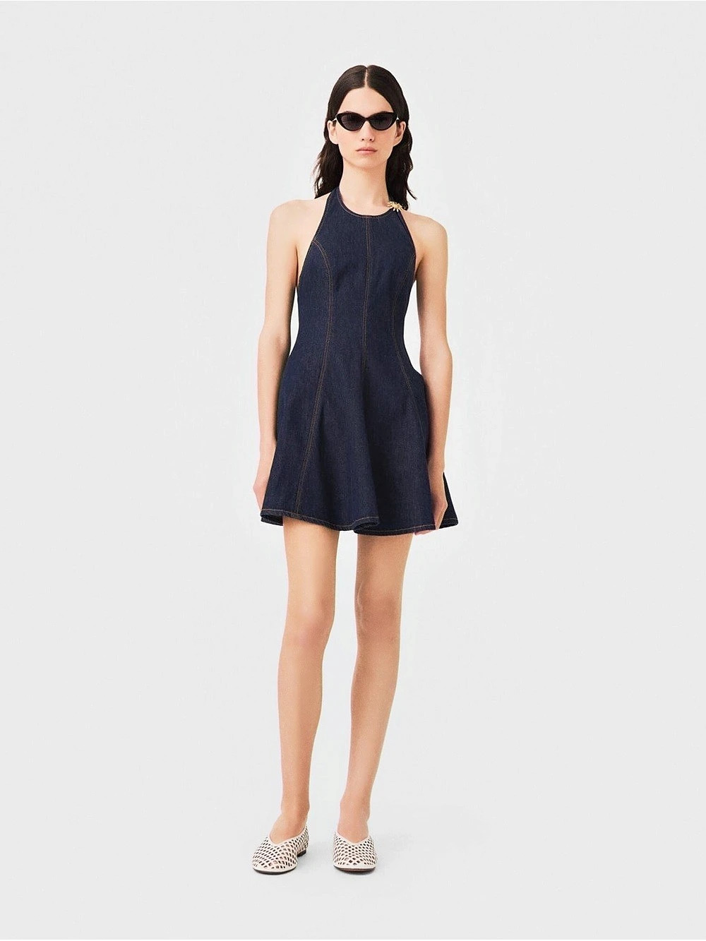 Maje Denim Halter Mini Dress, Size M / FR 38 Like New